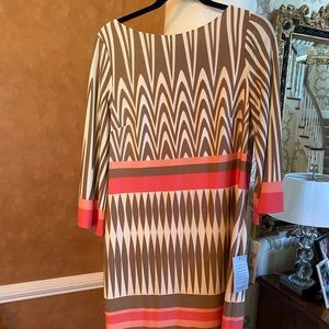 Eliza J Dress 10 Beige Tan pink coral new